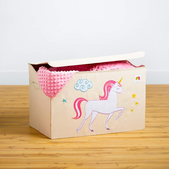 Wildkin Kids Fabric Toy Chest – Sturdy Storage Box w/Handle for Toys & Supplies - Unicorn