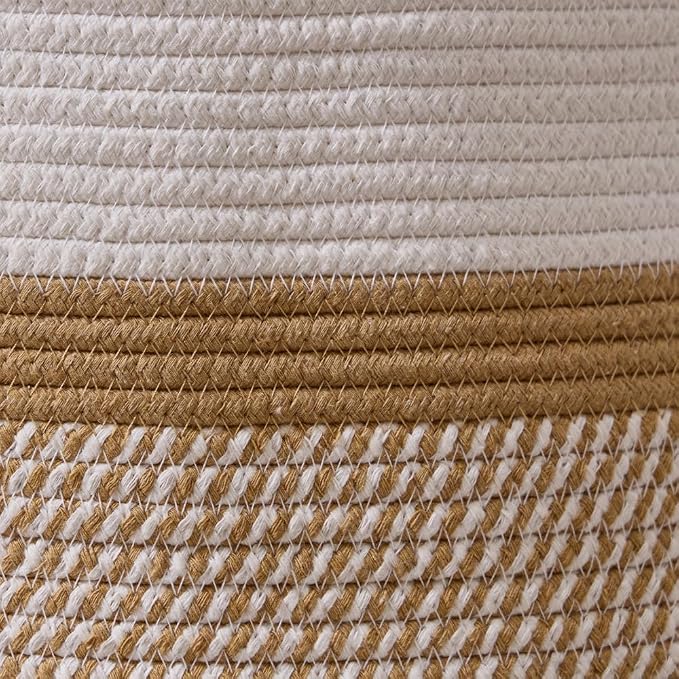Luxury Little Extra Large Nursery Storage Basket, 20 x 20 x 13.8 inches - 100% Cotton Rope Baskets with Handles, Blanket Basket for Toys, Blankets & Pillows (Gradient Brown)