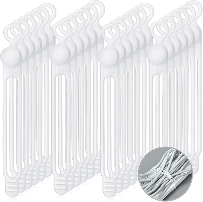 Nuanchu 40 Pcs Silicone Cable Ties Reusable Holder Adjustable Straps Multipurpose Charging Cable Organizer for Fastening Charging Cords Wires(4.17 Inch,Translucent)