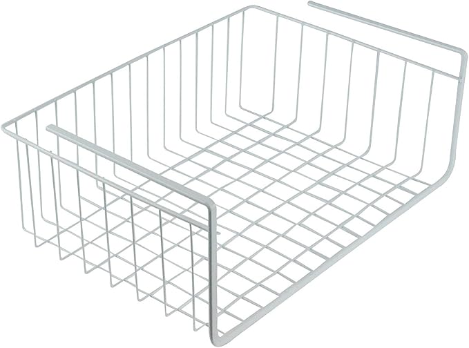 White Wire Under-Shelf Storage Basket, 17-Inch – Durable Organization Solution for Kitchen, Pantry, and Closet