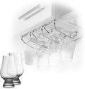 CairnCradle Whiskey Glass Rack - Under Cabinet Whisky Tasting Glasses Holder Storage Hanger Metal Organizer for Bar Kitchen (3 Across x 2 Deep, Polished Stainless)