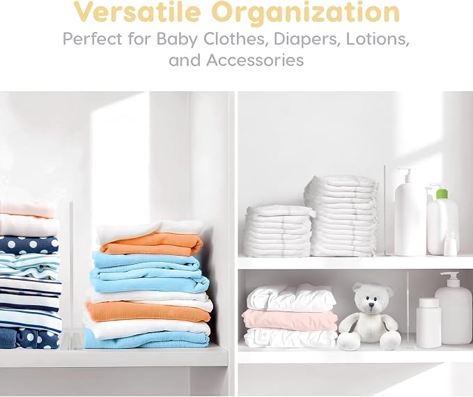 Baby Closet Organizers 4 Clear Acrylic Baby Clothes Dividers for Closet with Bear, Moon, Star, Cloud, and Heart Designs Safe, Rounded Edges for Organizing Baby Clothes, Diapers.