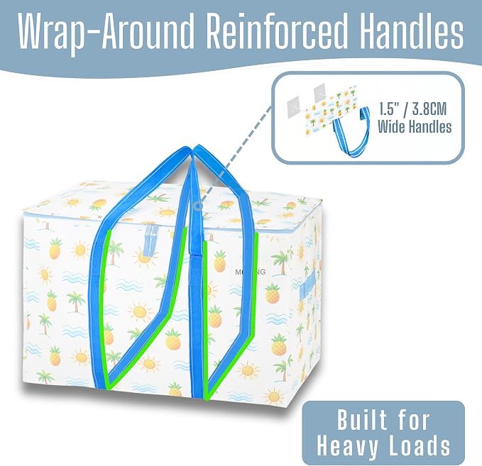 VENO 8 Pack Heavy Duty Moving Bags, Extra Large Storage Bags with Reinforced Handles & Strong Zippers, Foldable & Reusable Moving Box Alternative for Clothes & Dorm Storage