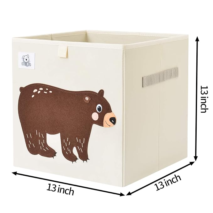 Foldable Animal Cube Storage Bins Fabric Toy Box/Chest/Organizer for Toddler/Kids Nursery, Playroom, 13 inch (Bear)