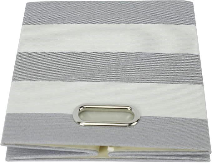 Posprica 3X Thicker Storage Bins Storage Cubes,11×11 Collapsible Storage Boxes Containers Organizer Baskets for Nursery,Office,Closet,Shelf - 4pcs, Grey-white Striped