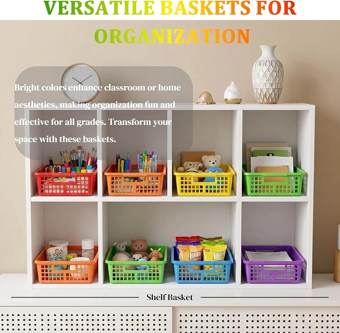 6 Pack Plastic Turn in Paper Trays for Classroom, Colorful Storage Bin Basket Organizers for School Supplies, Classroom Organization and Storage Tray Holds 4A Paper