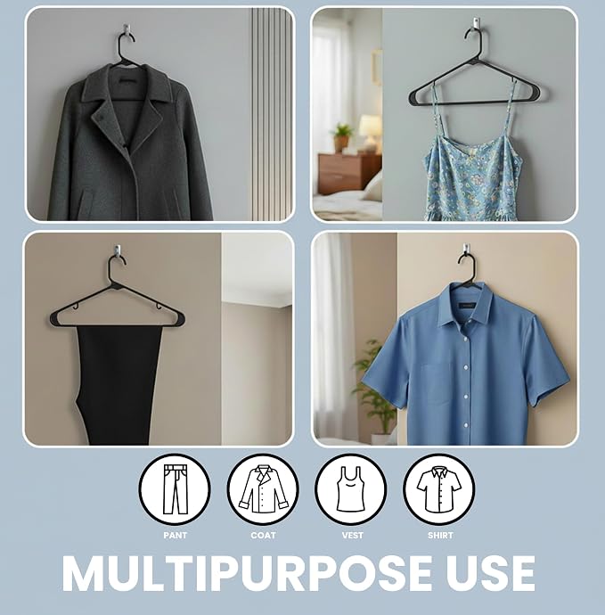 Utopia Home Plastic Hangers 30 Pack – Built-in Strap Hooks Black | Space saving | Durable & strong | Closet organizer | Clothes hangers | Ideal for shirts, pants, skirts & coats