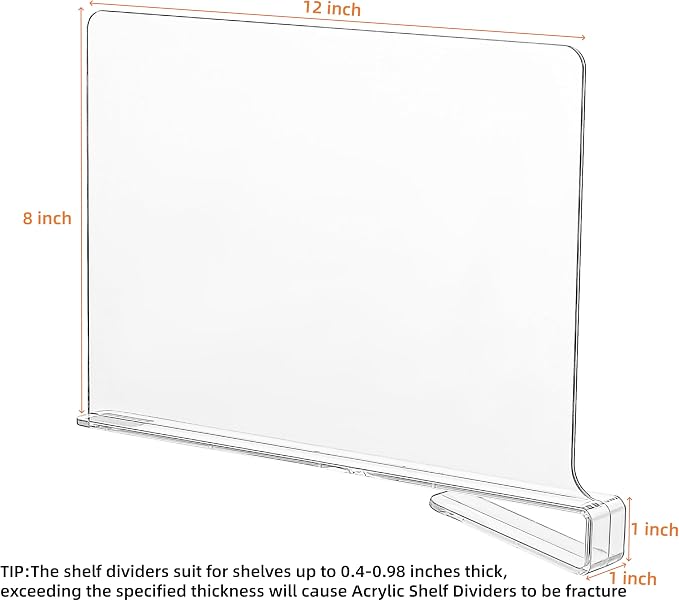 CY craft Acrylic Shelf Divider,Wood Shelf Dividers,Clear Closet Shelf Separators Clothing Organizer Perfect for Bedroom Shelving Organization and Kitchen Cabinet Shelf Storage,6 PCS