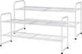 2 Pack 2-Tier Shoe Rack, 33" Wide Shoe Shelf Storage Organizer for Entryway, Closet, Large Capacity, Metal Wire Grid, White