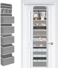 SpaceWhisper Over the Door Organizer, 6 Large Pocket Hanging Storage Organizer with 40lb Capacity, Space Saving for Nursery, Bathroom, Bedroom, Closet - Baby Essentials & Toiletry Organizer (Grey)
