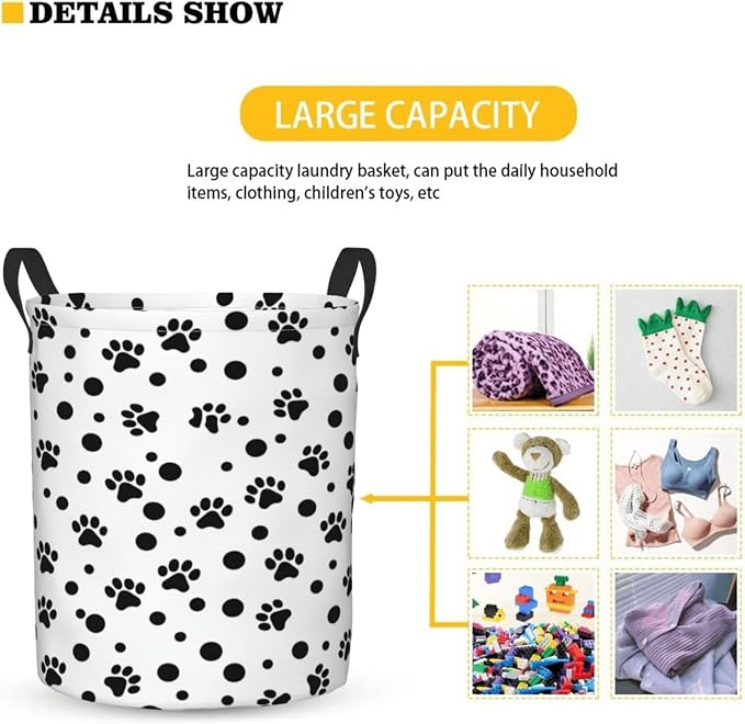 Dalmatian Spot And Paws Dog Laundry Basket,Laundry Hamper,Collapsible Storage Bin, Oxford Fabric Clothes Baskets,Nursery Hamper For Home,Office,Dorm,Gift Basket