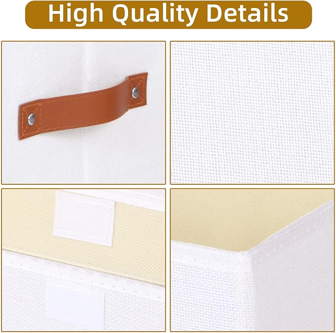 Storage Box for Shelves,White Basket,17.7x11.8x11.8In,3Pack | Sturdy Storage Baskets with Lids,Shelf Boxes with Handles and Window,Fabric Closet Containers,Decorative Drawer Bins for room