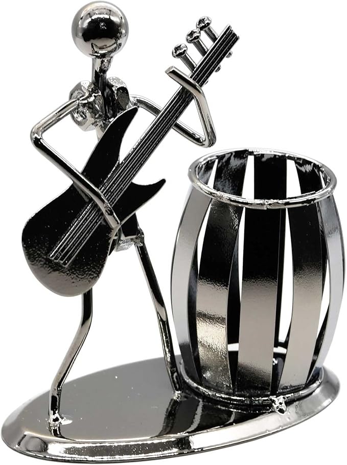 Owlgift Metal Pencil Holder, Office Supply Pen Organizer Desktop Decoration Stand Container (Guitar)