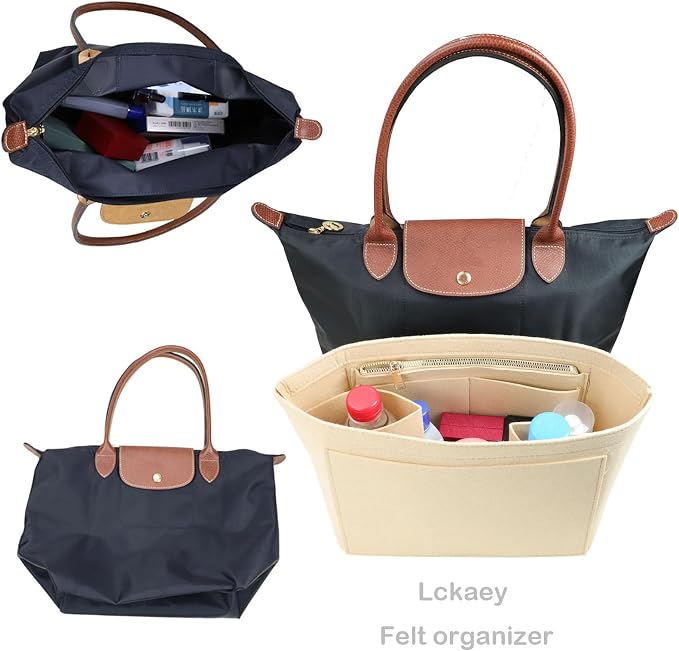 Lckaey Purse Organizer Insert for Longchamp Le Pliage Neo Handbags Insert Organizer 1012BEIGE-S