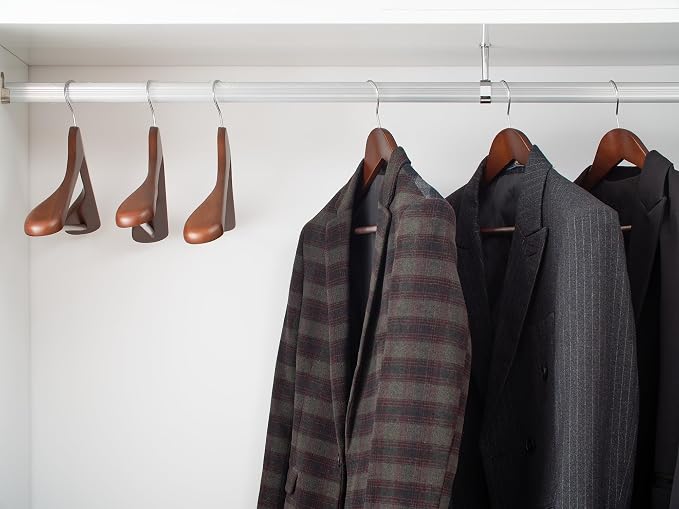 StorageWorks Wooden Hangers 10 Pack, Extra Wide Shoulder Wood Coat Hanger for Coats, Shirts, Jackets, Pants, Suits, Light Walnut Color
