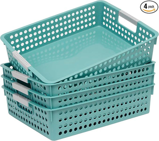 Soddeph A4 Paper Trays for Classroom with Grip Handles,Book Baskets for Library, Drawers, Office, Home,Desk,Turn in Trays Classroom Plastic Storage Baskets