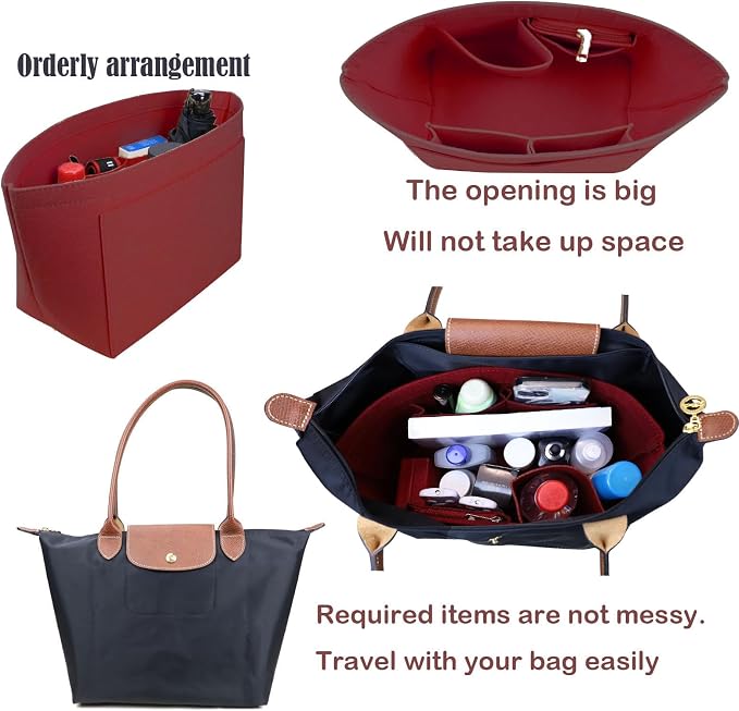 Lckaey Purse Organizer Insert for le pliage Le Pliage Neo Handbags Insert Organizer 1012claret2-S
