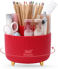 SKYDUE 360 Degree Rotating Desk Organizer, Dual-Purpose Pencil Pen Holder, Pen Organizer with 5 Slots, Pencil Cup for Office, School, Home