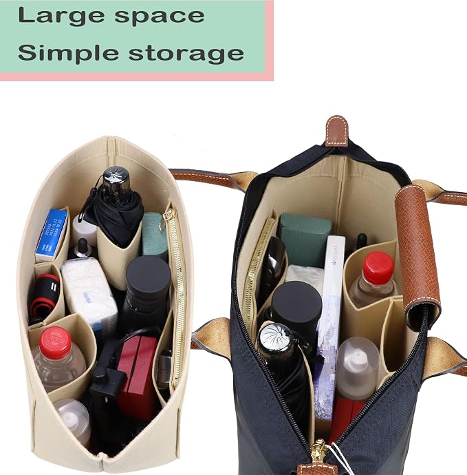 Lckaey Purse Organizer Insert for Longchamp Le Pliage Neo Handbags Insert Organizer 1012BEIGE-S