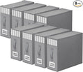 StorageTastic 8 Pack Bed Sheet Closet Organizers and Storage,Sturdy Foldable Storage Containers with Window and Label,Storage and Organization for Bedding Sheets,Duvet Covers,Blankets (Grey)