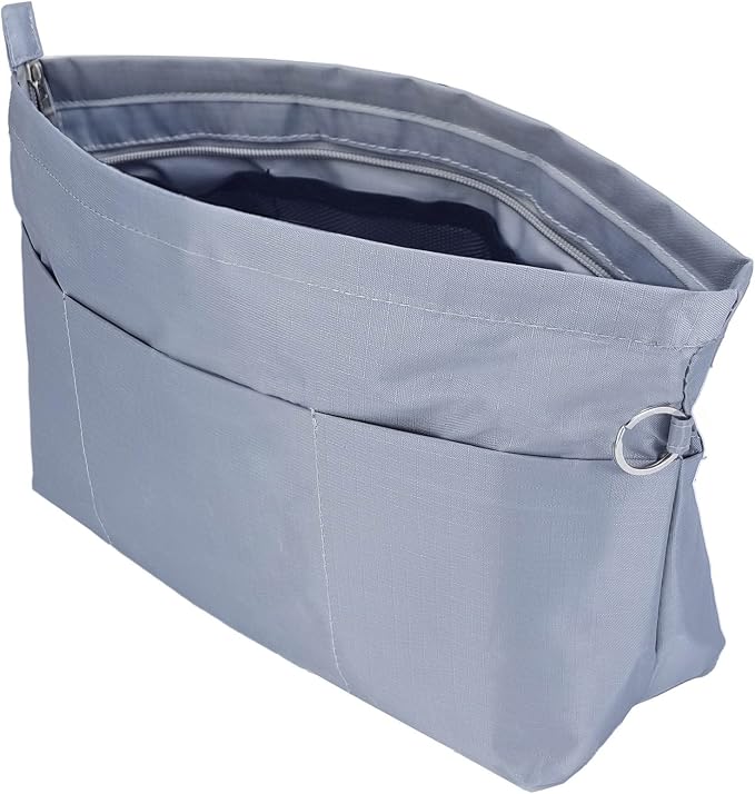 Handbag Tote Purse Organizer Insert, X Large, Grey | Bag Divider Liner Shaper Separator in Bag with Zipper, 11 Pockets Compartments