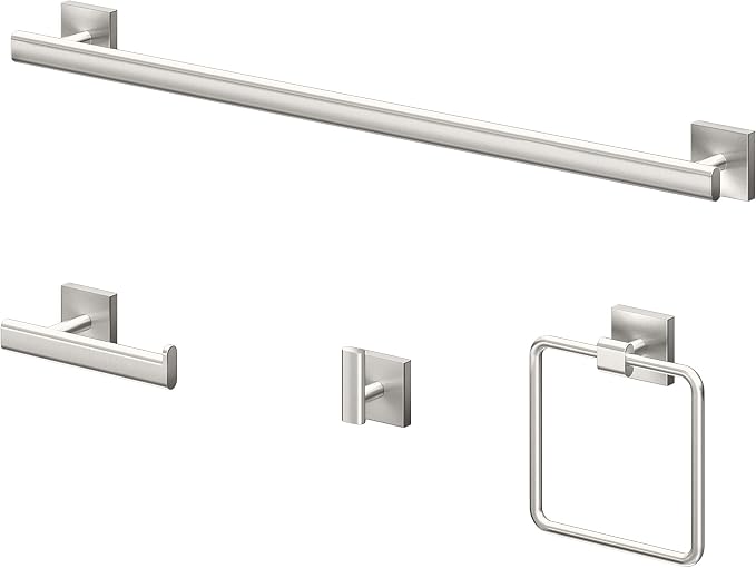 Gatco 4075 Elevate Single Robe Hook, Wall Mounted Hook for Bathroom Towels & Robes, Satin Nickel