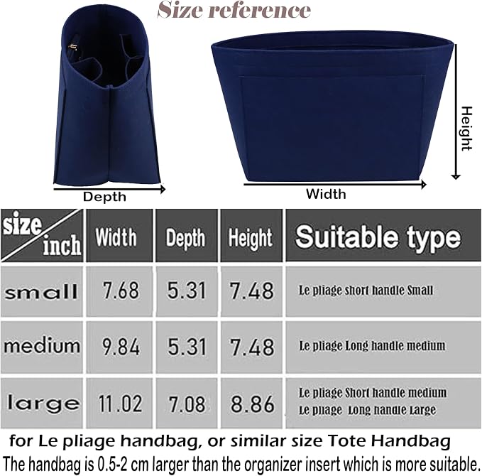 Lckaey bag Organizer Insert for le pliage organizer insert Handbags Organizer1012blue-M