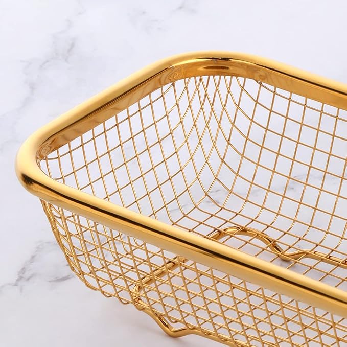 Kitchen Drawer Organizer, Stainless Steel Storage Container Metal Cabinet Storage Basket for Holding Silverware Kitchen Utensil, Pack of 2, Black