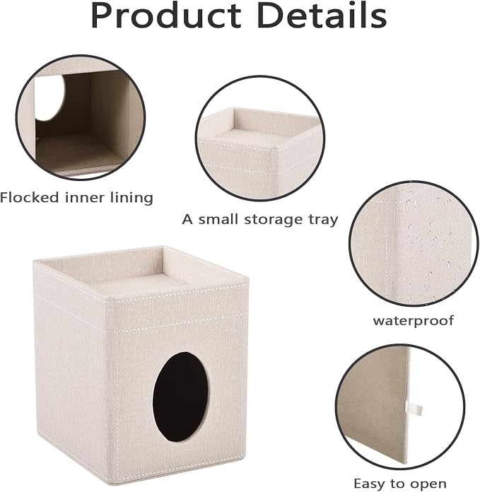 Tissue Box Cover with Storage Tray Square Tissue Box Holder PU Leather Facial Tissues Organizer Tray for Bathroom Vanity Bedroom Office Car,Stylish Napkin Caddy Decorative Organizer,Beige