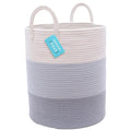 OrganiHaus Tall Cotton Rope Laundry Basket & Hamper, Blanket Storage 52L | 3-Toned Gray - Tall Cotton Rope Hamper, 52L
