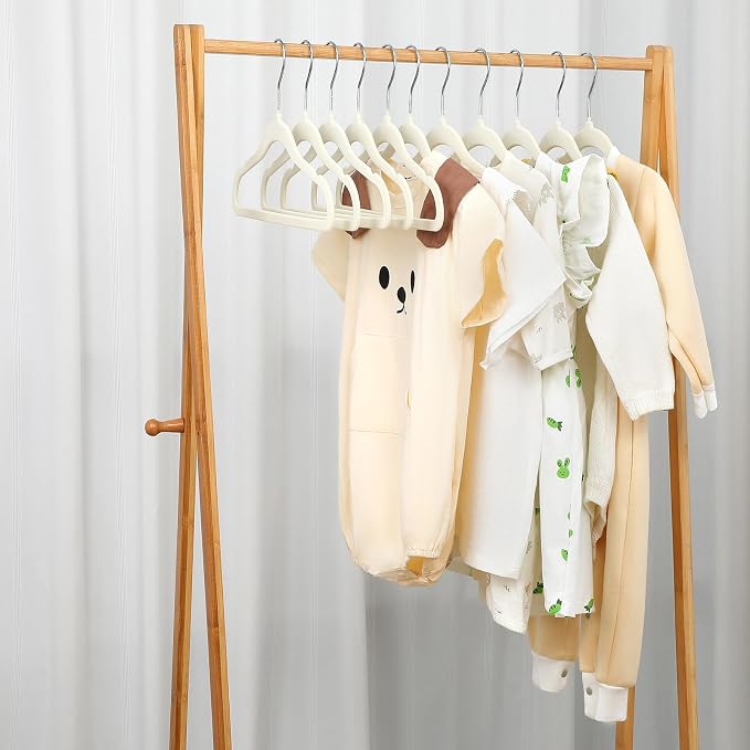 GoodtoU Kids Velvet Hangers Baby Hangers for Closet 20 Pack Non Slip Childrens Infant Hanger Beige
