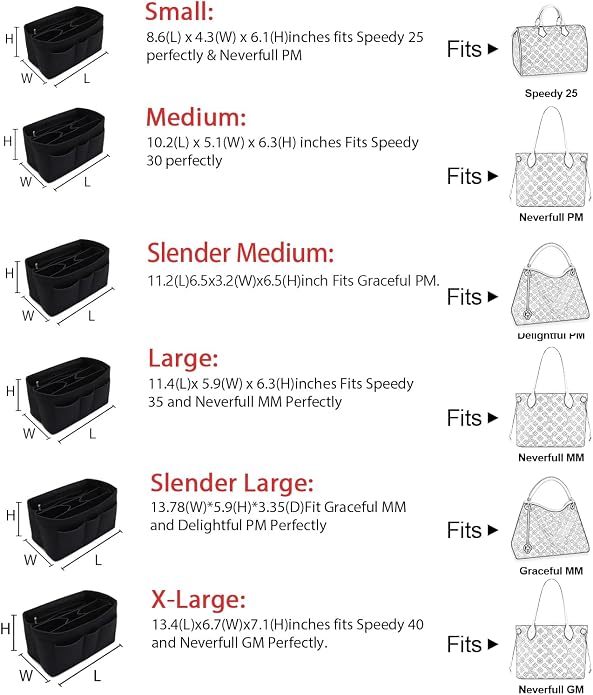 LEXSION Felt Insert Bag Organizer Bag In Bag For Handbag Purse Organizer Fits Speedy Neverful