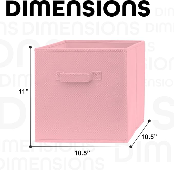 11x11 Cube Storage Bins - 2 Pack - 11 Inch Cube Storage Bin for Bedroom, Living Room, Clothes and Toys; 2 Handles, Foldable Cubby Organizer Bin
