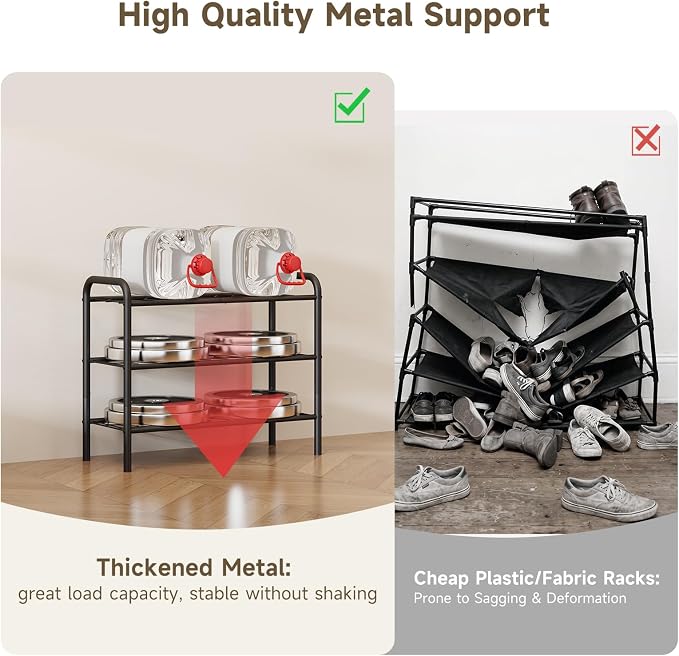 Shoe Rack,Long Shoe Organizer for Closet,Wide Shoe Storage for Entryway, 3 Tier Sturdy Metal Free Standing Shoe Shelf