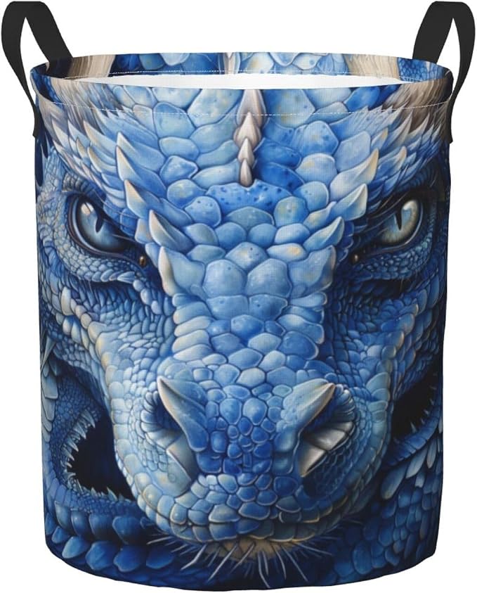 Blue Dragon Laundry Basket,Laundry Hamper,Collapsible Storage Bin, Oxford Fabric Clothes Baskets,Nursery Hamper For Home,Office,Dorm,Gift Basket