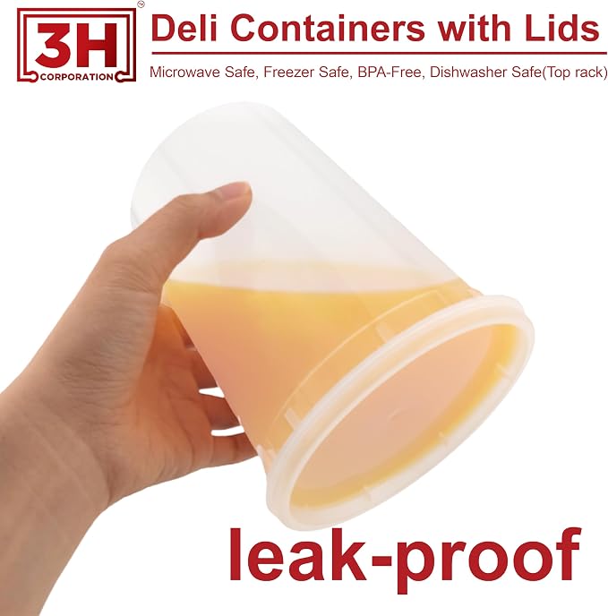 32 oz Food Storage Containers with Lids (240 Set/480 Piece) Deli Soup Containers, Freezer Microwave Safe, BPA-Free Plastic, Stackable Snack Leakproof Leftover Organizers & To-Go