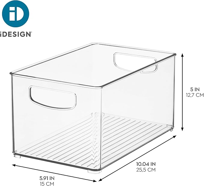 iDesign Stackable Clear Plastic Bin, 4-Pack | Kitchen Organizers and Storage, For Fridge and Pantry