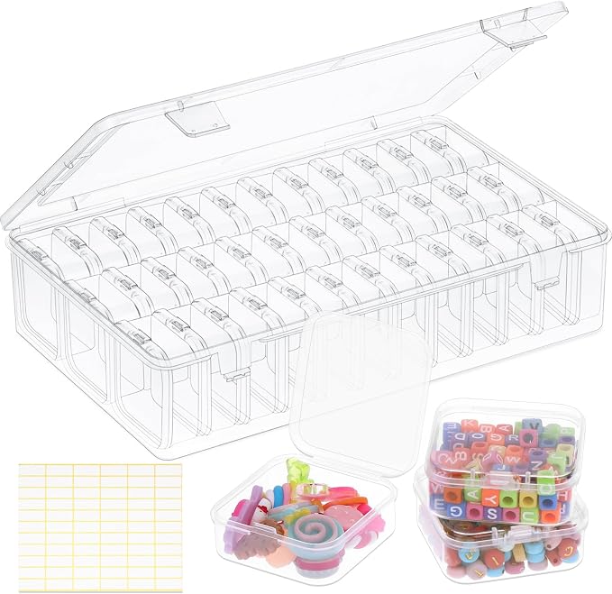 Bead Organizer Box 36 Pcs Small Clear Plastic Containers for Craft Jewelry