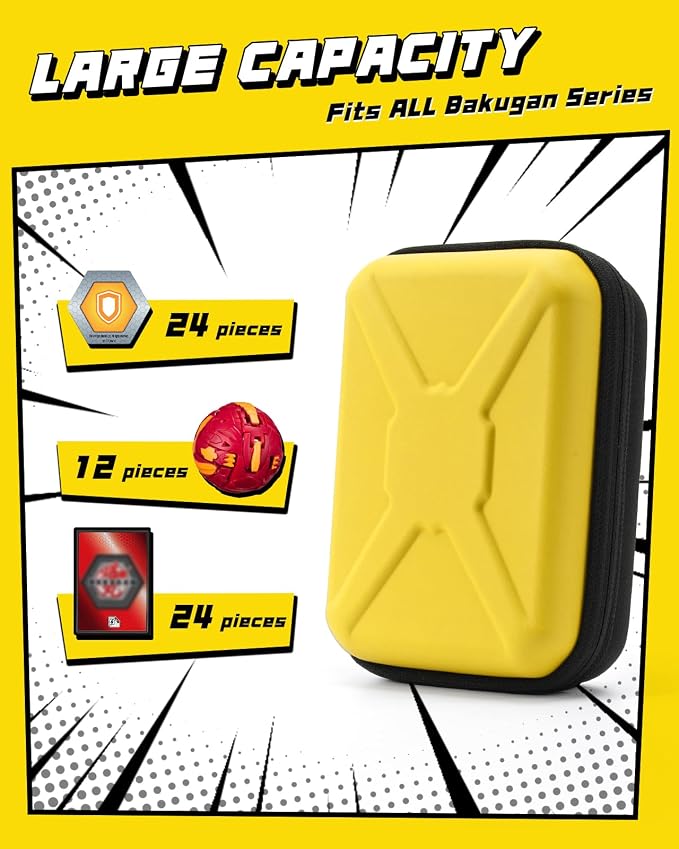 SQERO Case Compatible with 12 Bakugan Figures, BakuCores and Armored Alliance, Geogan Rising Battle Action Figure, Toy Organizer Storage Case for Bakugan and Accessories(Only Case)