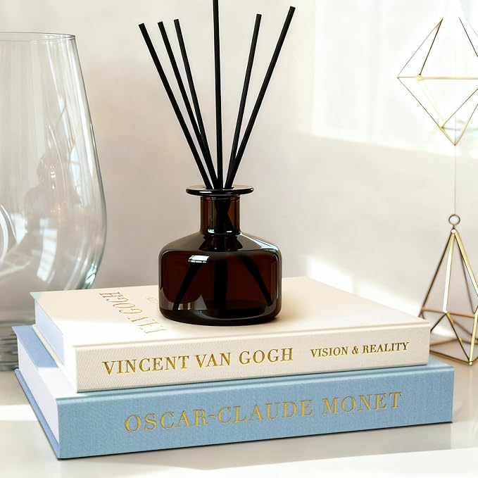 Decorative Books for Home Decor, Modern Fake Books Storage Boxes | Set of 2 Linen Coffee Table Books with Hidden Storage, Stackable Photo Keepsake Box for Living Room Bookshelf Decor, Blue