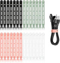 28Pcs Silicone Cable Ties Reusable, Multipurpose Cable Management Organizer, Adjustable Fastening Cable Straps with Locking Buckles, High Elasticity Cord Organizer, Travel Essentials (5.2in, 4Colors)