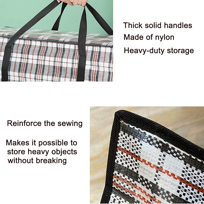 Heavy Duty Extra Large Moving Bags, 147L Jumbo Organizer Storage Bags With Durable Zipper, Water Resistant Totes, Carrying Bag, Camping Bag for Clothes, Bedding, Comforter, Pillow, Moving(Set of 4)