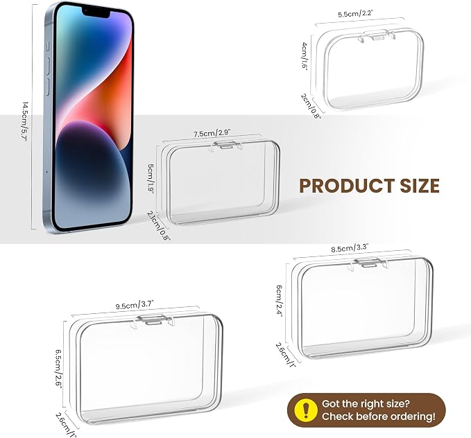 zoeynex Small Bead Organizers and Storage, 12 Clear Plastic Boxes with Hinged Lids, for Beads, Jewelry Making, Crafts, Hardware, Fishing Tackle, Small Parts (32 Labels)