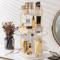 360 Rotating Makeup Organizer for Vanity, Bathroom Countertop Spinning Perfume Organizer, High-Capacity Cosmetic and Skincare Dresser Make Up Holder Rack (3 Tiers, White)