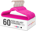HOUSE DAY Velvet Kids Hangers 60 Pack, Premium Childrens Hangers for Closet, Ultra Thin Cute Clothes Hanger, Non Slip Small Felt Hanger 14 Inch for Kids Clothes, Hot Pink