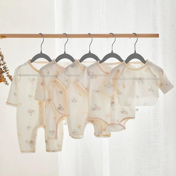 Baby Velvet Hangers Non-Slip Space Saving Swivel Hook 52 Pack Gray