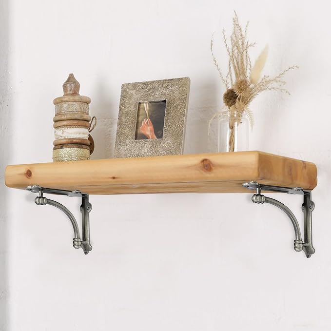 NACH Decorative Shelf Brackets, 4 Pack of 5.25 x 1.25 x 5.25 inch Antique Metal Cast Iron Shelf Brackets - Decorative Brackets for Mounting - Industrial Style Brackets
