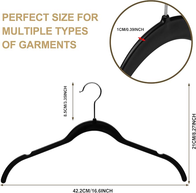 Quality Hangers Clothes Hangers 200 Pack - Non-Velvet Plastic Hangers for Clothes -Heavy Duty Coat Hanger Set -Space-Saving Closet Hangers with Chrome Swivel Hook, Non-Flocked Hangers