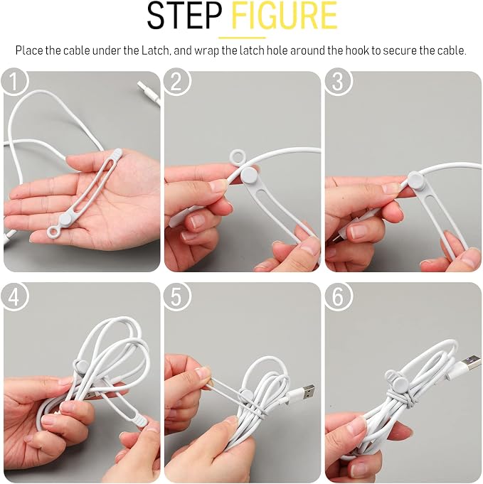 Nuanchu 40 Pcs Silicone Cable Ties Reusable Holder Adjustable Straps Multipurpose Charging Cable Organizer for Fastening Charging Cords Wires(4.17 Inch,Assorted Color)