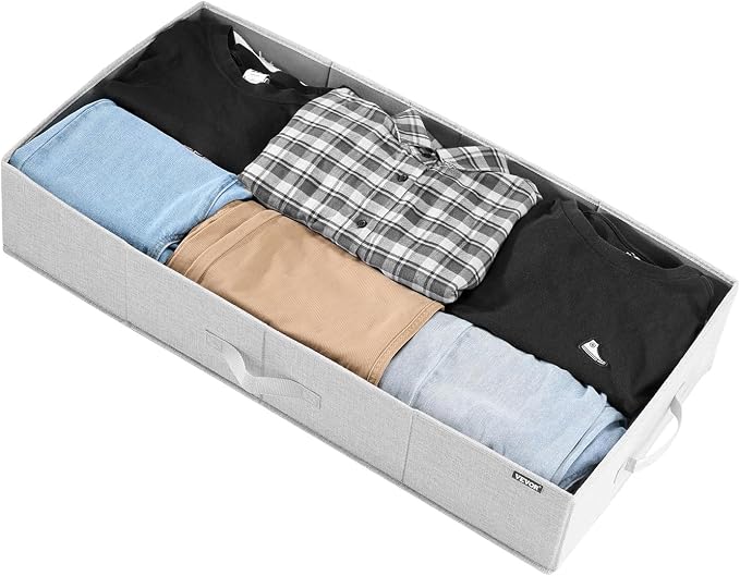 VEVOR Under Bed Storage with Lids, 31.7 x 15.9 x 6.1 Inch, 48L Large Underbed Clothes Storage Containers, Low Profile Gray Under Bed Drawer Shoe Organizer Bins Box for Blanket Shoe Bedroom, 2 Pack
